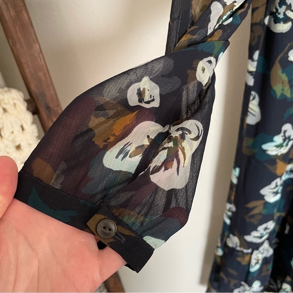 CAbi |โ Floral Blue & Tan Sheath Dress, medium - Picture 6 of 10
